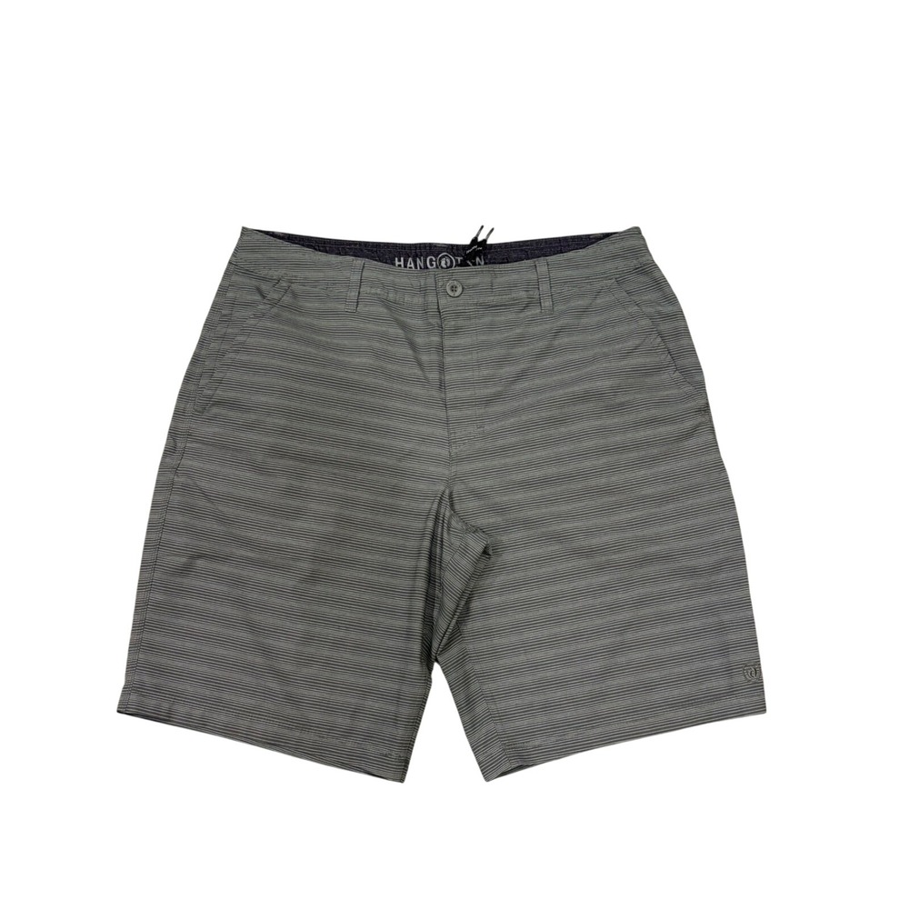 Hang Ten Mens Hybrid Shorts Size 38 Gray Striped Board Shorts Quick Dry Casual